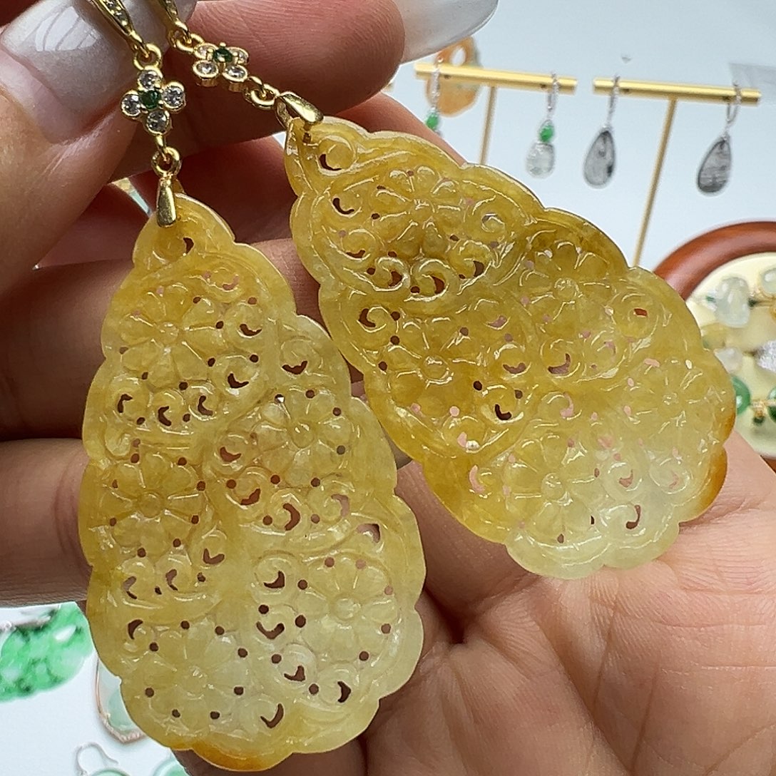 泓***泓翡翠银S925镶嵌耳饰天然缅甸A货翡翠