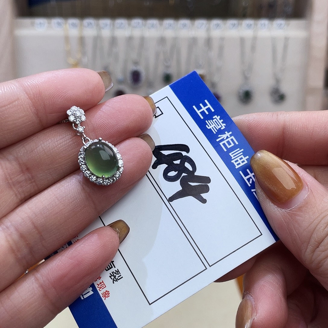 岫玉银S925镶嵌吊坠吊坠