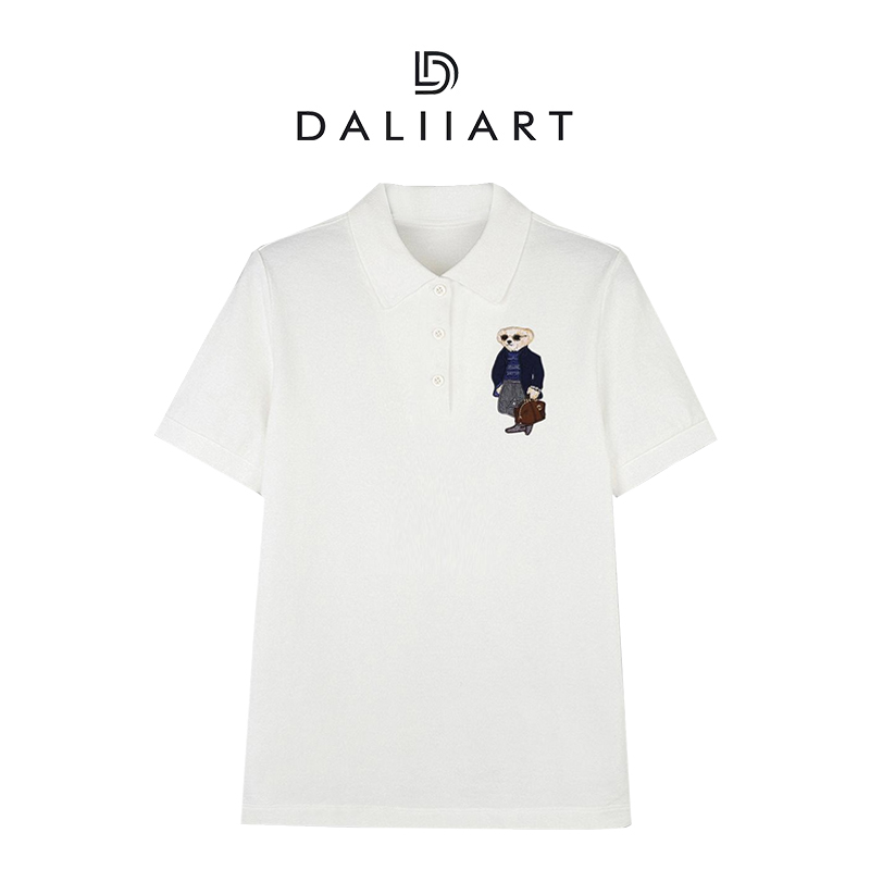大丽绅士小熊 永迈40支棉杜邦Sorona纱刺绣春夏polo领T恤DLTX1625
