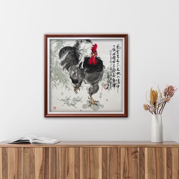 娄鹏《风云生足下》大吉大利新中式大公鸡挂画适用于客厅玄关餐厅