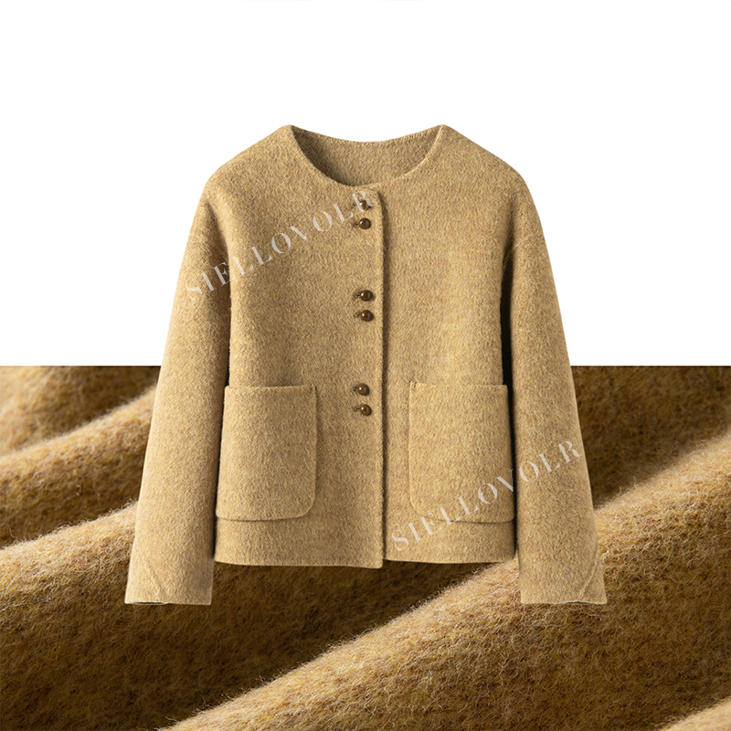 正版2025初春外套双面羊毛小香风大衣洋气上衣女装短款小香风外套