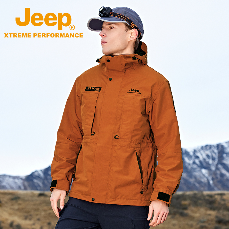 JEEP/吉普男士户外运动专业冲锋衣男款休闲防风春秋冬季外套夹克