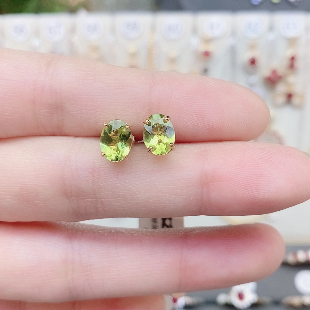 耳饰银S925镶嵌橄榄石