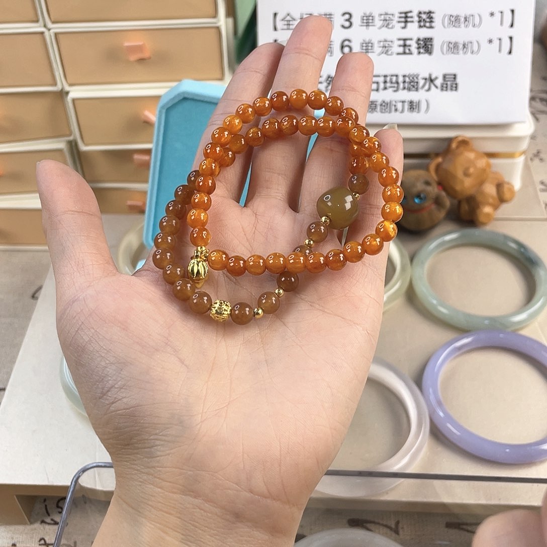 针钠钙石手饰银S800镀金镶嵌