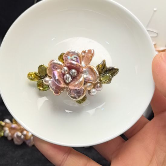 淡水珍珠发饰钛钢鸭嘴夹