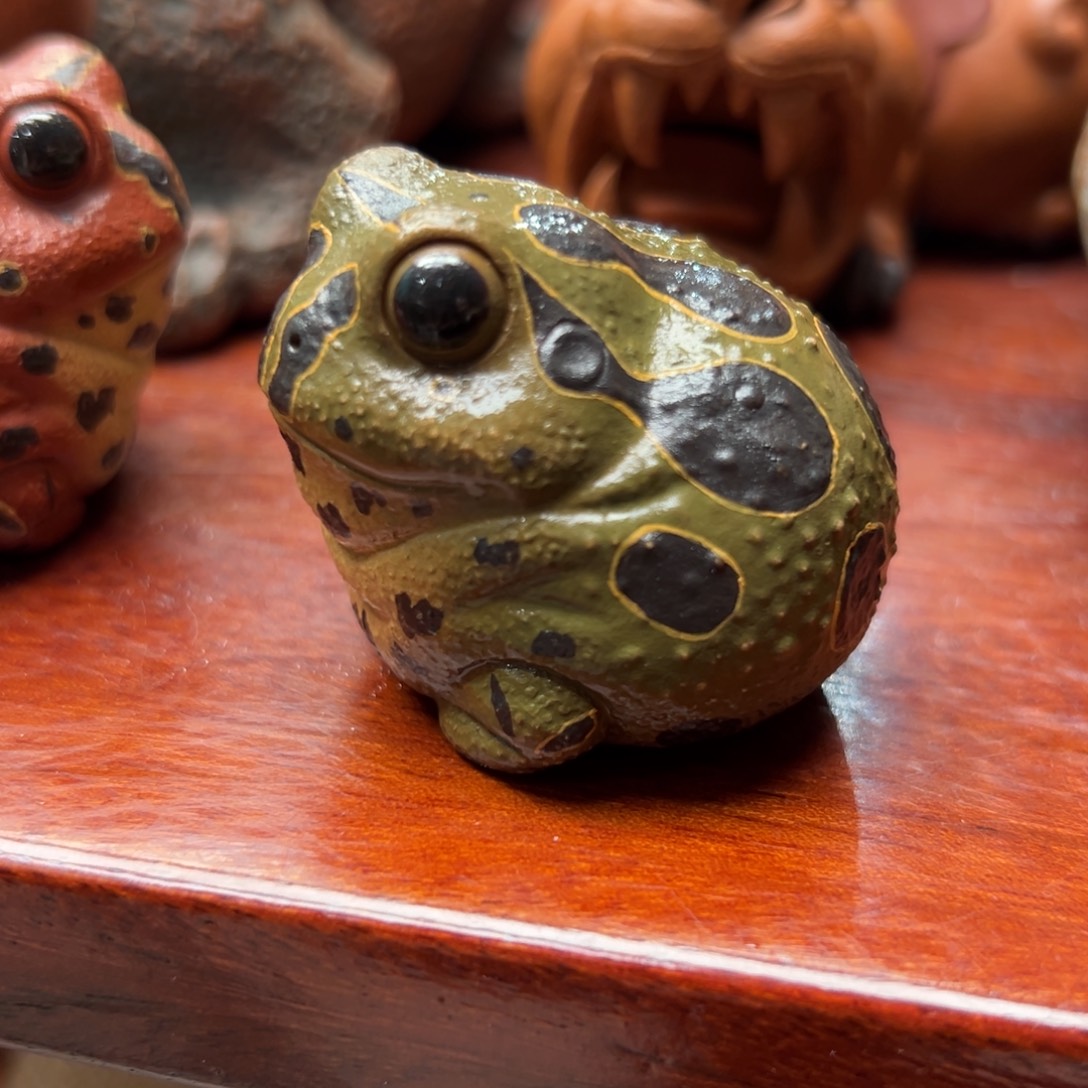 茶宠紫砂绿蛙豆紫砂紫砂