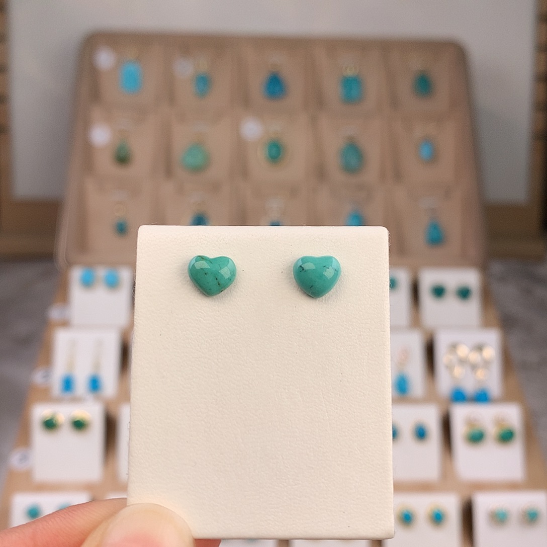 绿松石银S925镶嵌耳饰