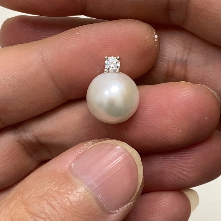 淡水珍珠12.5m戴妃吊坠银S925镶嵌