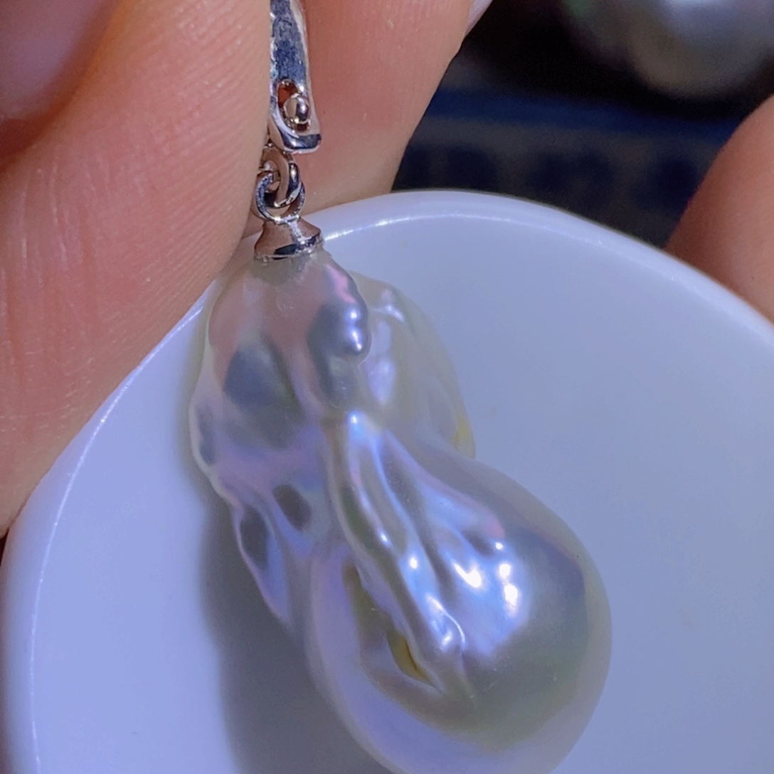 银S925镶嵌淡水珍珠微瑕天然淡水珍珠