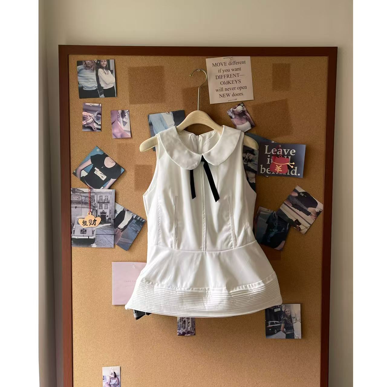 超美！法式无袖娃娃领背心上衣