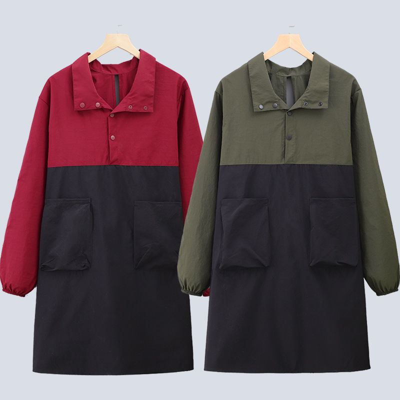高领套头工装风外穿成人均码外套围裙洋气拼接通用透气防泼水罩衣
