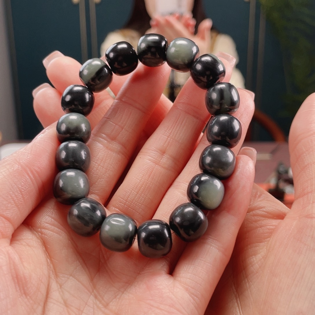 和田玉手串未镶嵌佳****制青花卡11.12老型