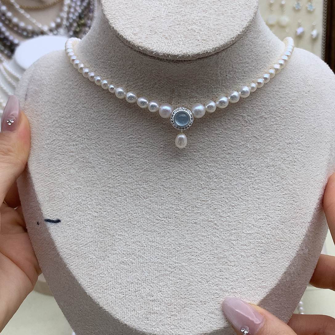 银S925镶嵌耳饰淡水珍珠