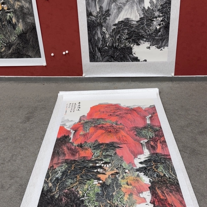 俊***材国画书画作品多次参加全国大展获奖