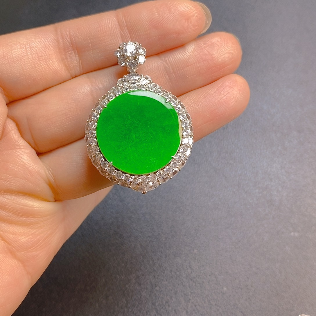 装***袋翡翠银S925镶嵌颈饰