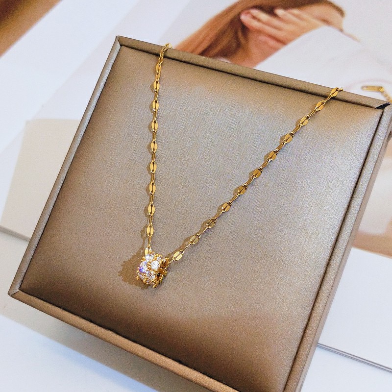 钛钢项链 微镶小蛮腰项链女轻奢小众钛钢锁骨链556