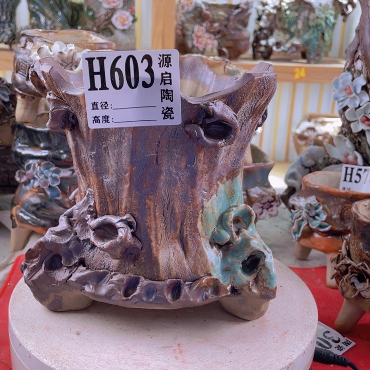 紫砂花盆景德镇陶瓷603发10个