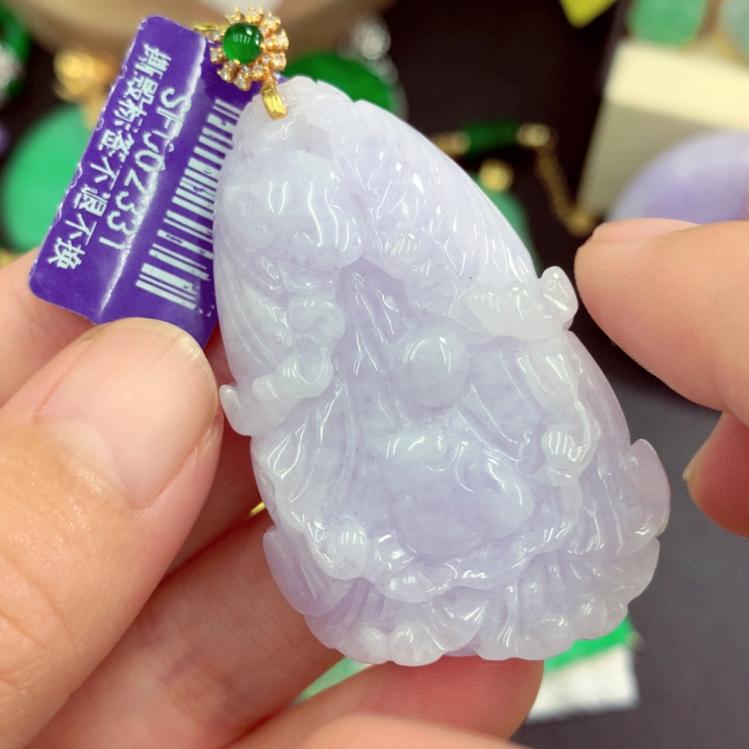 翡翠18K金镶嵌吊坠(不含链)