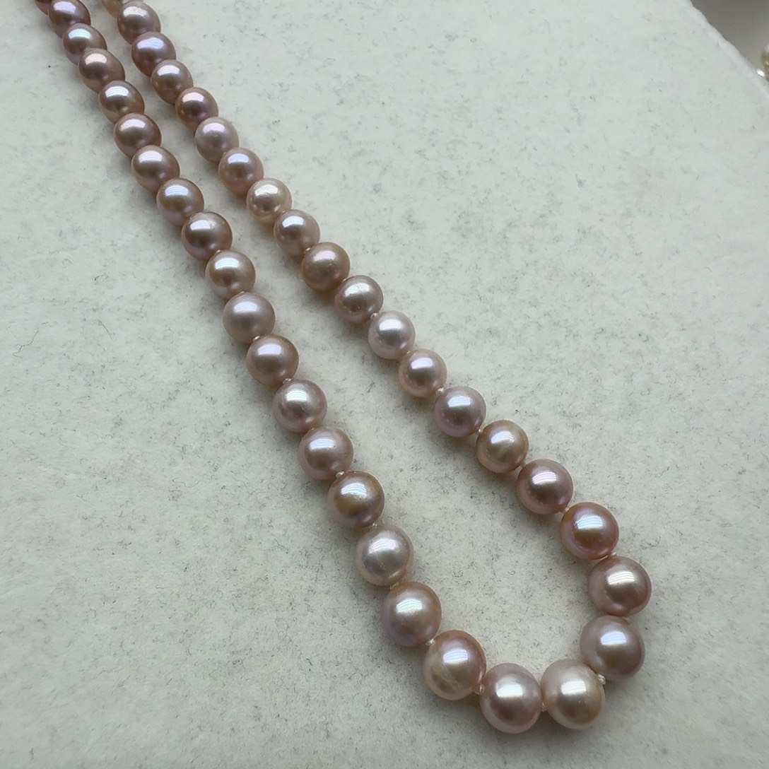 银S925镶嵌颈饰淡水珍珠7-8正圆