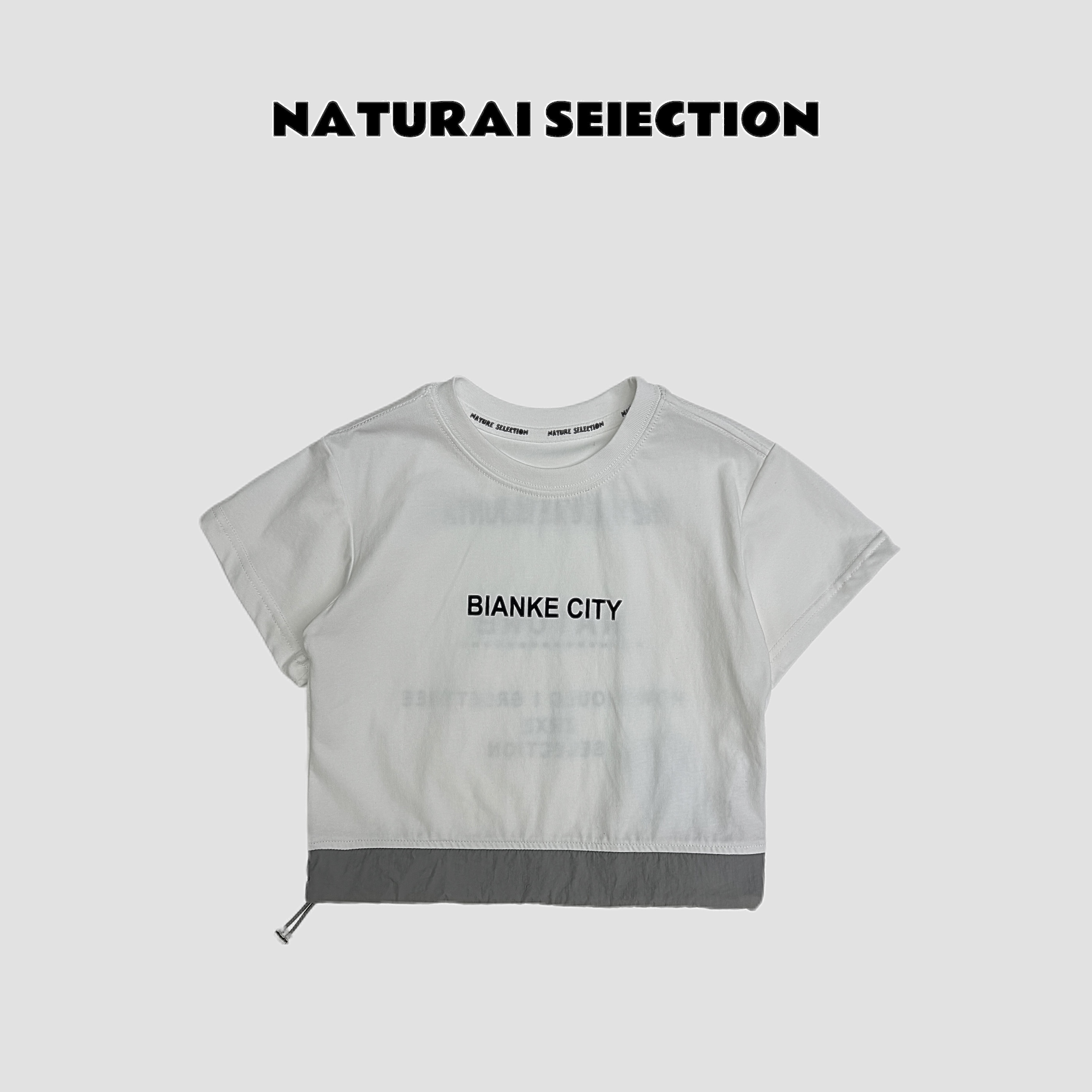 2025夏季儿童品牌棉质透气吸汗拼接质感撞色印花男童短袖T恤