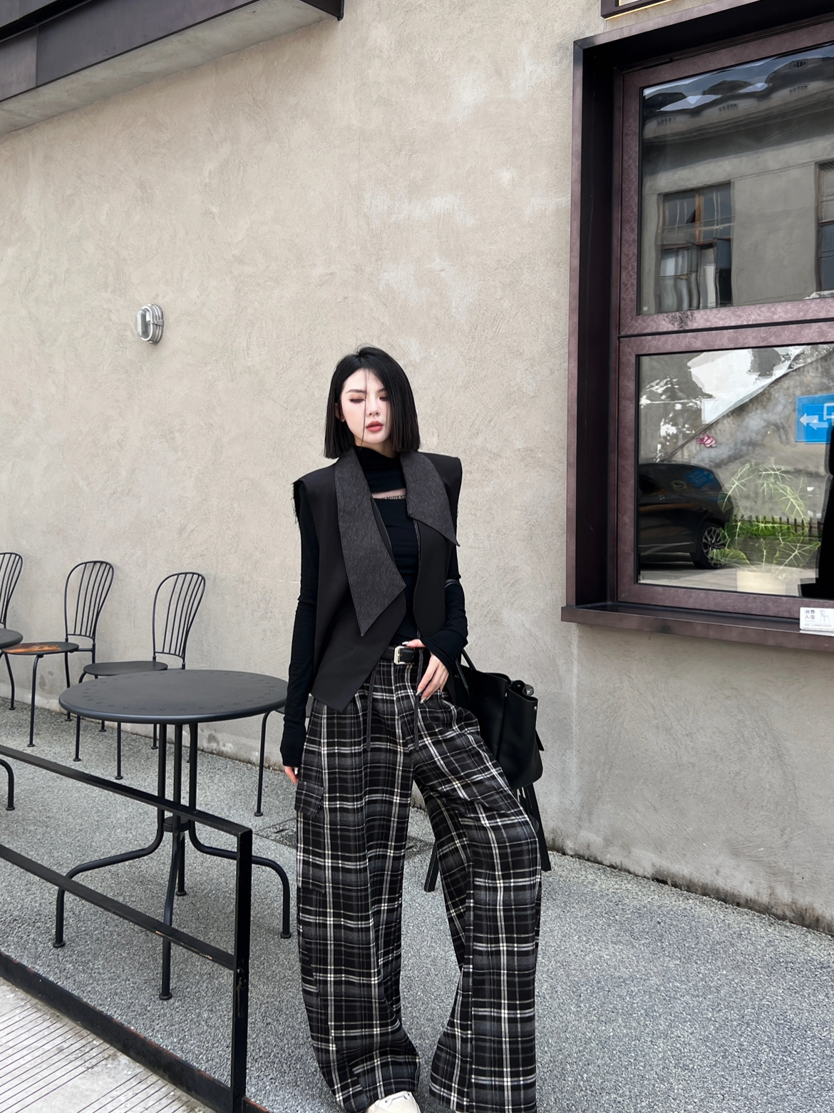 CZ【精致女人】高级气质老钱风秋季独特拼接马甲领子可拆卸