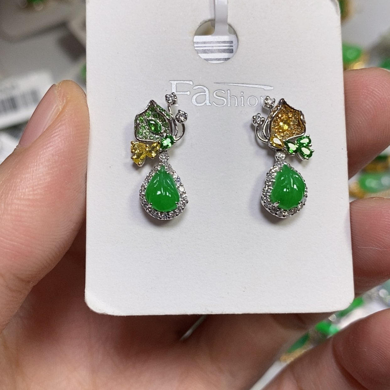 【闪购商品】颈饰18K金镶嵌翡翠夏*✨耳环