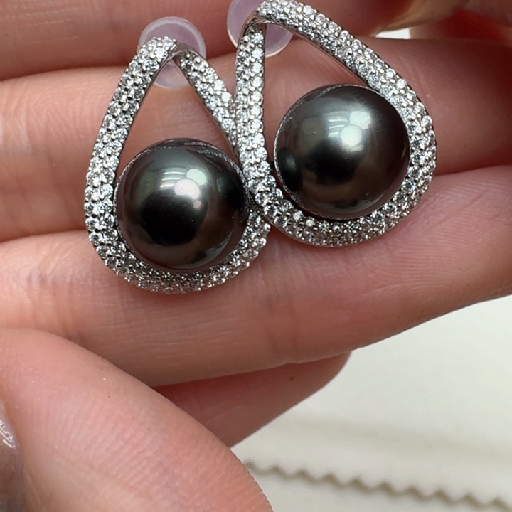 海水珍珠耳饰银S925镶嵌