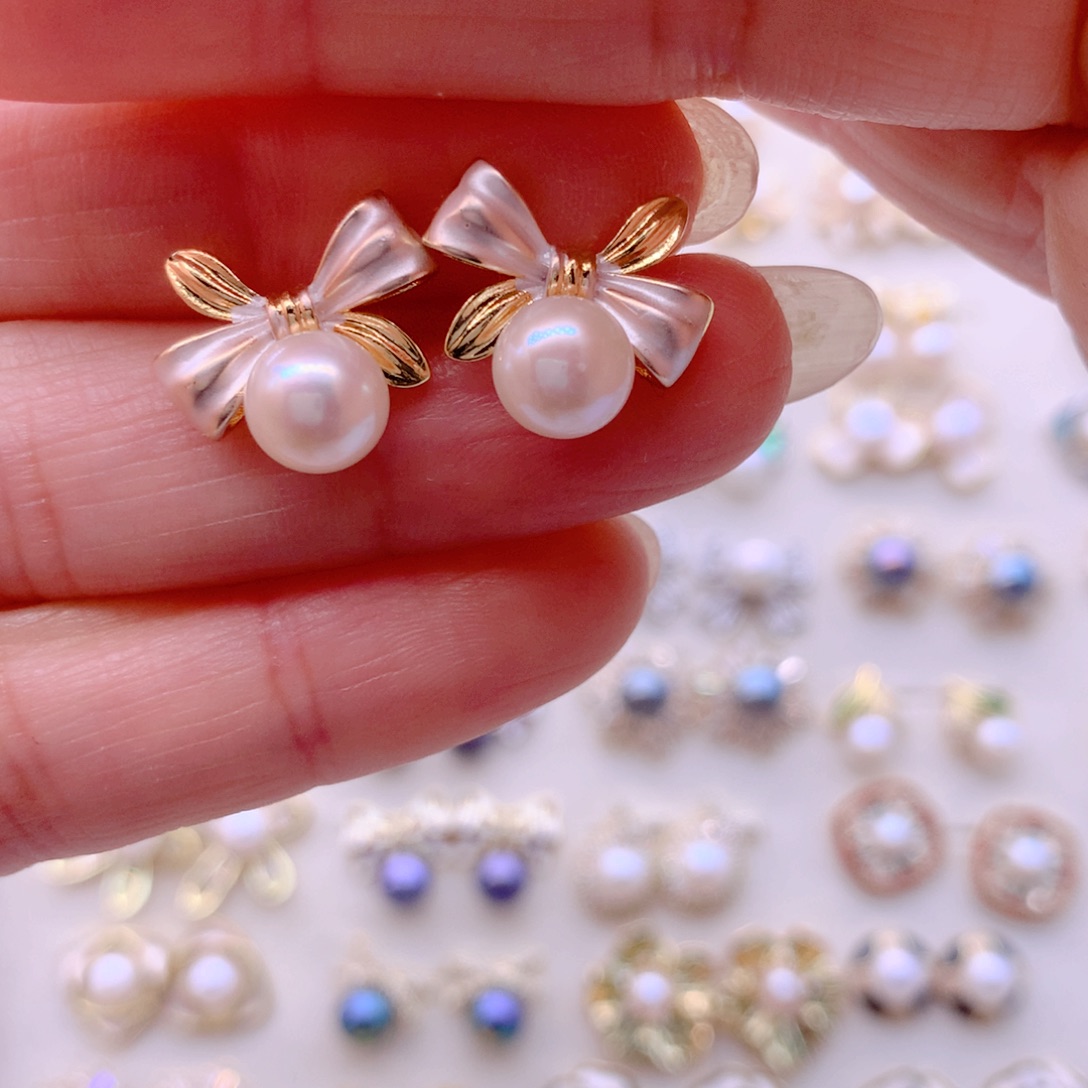 淡水珍珠耳饰合金