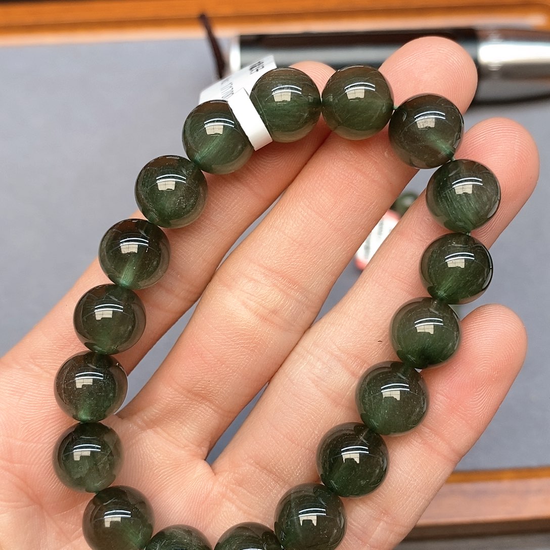 水晶手链未镶嵌31绿兔毛11mm