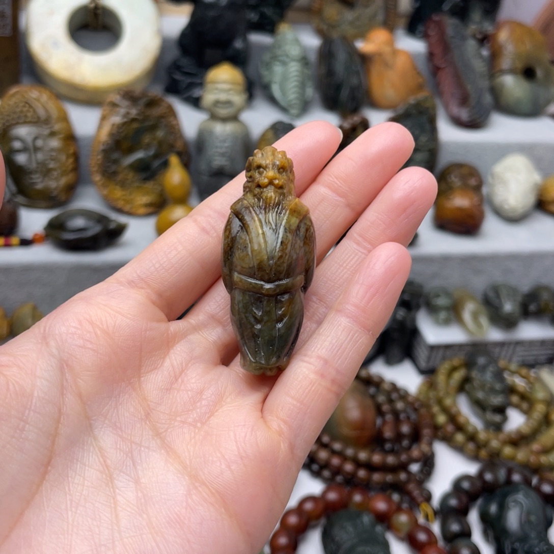 心***水岫岩河磨玉（透闪石质玉）未镶嵌挂件