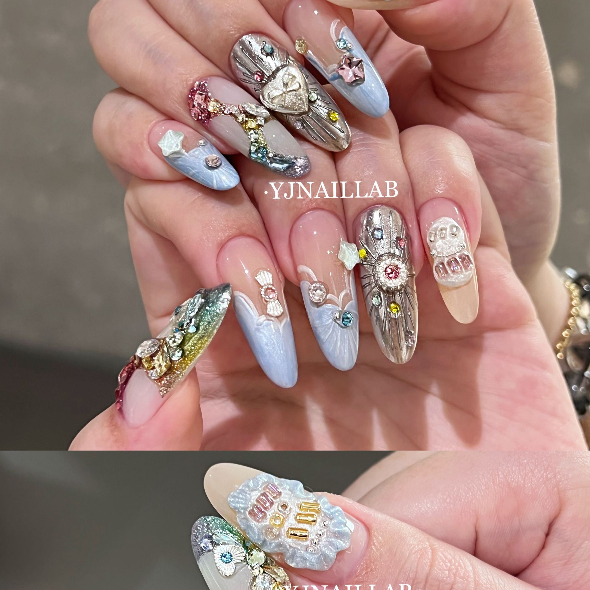 Namie*韵姐严选高品质银色INS风小众美甲美甲素材美甲铆钉饰品YP