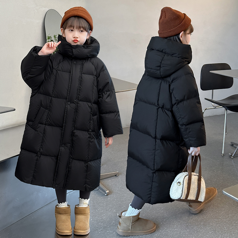 冬季2025新款中大童女童棉衣外套加长款过膝加厚儿童女孩棉袄韩版