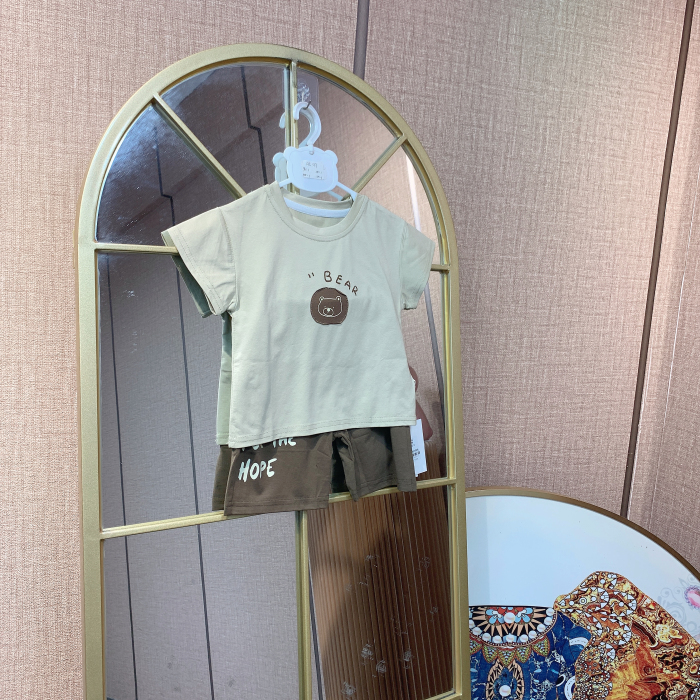 AC317   宝宝杏色短袖短裤套装   夏季