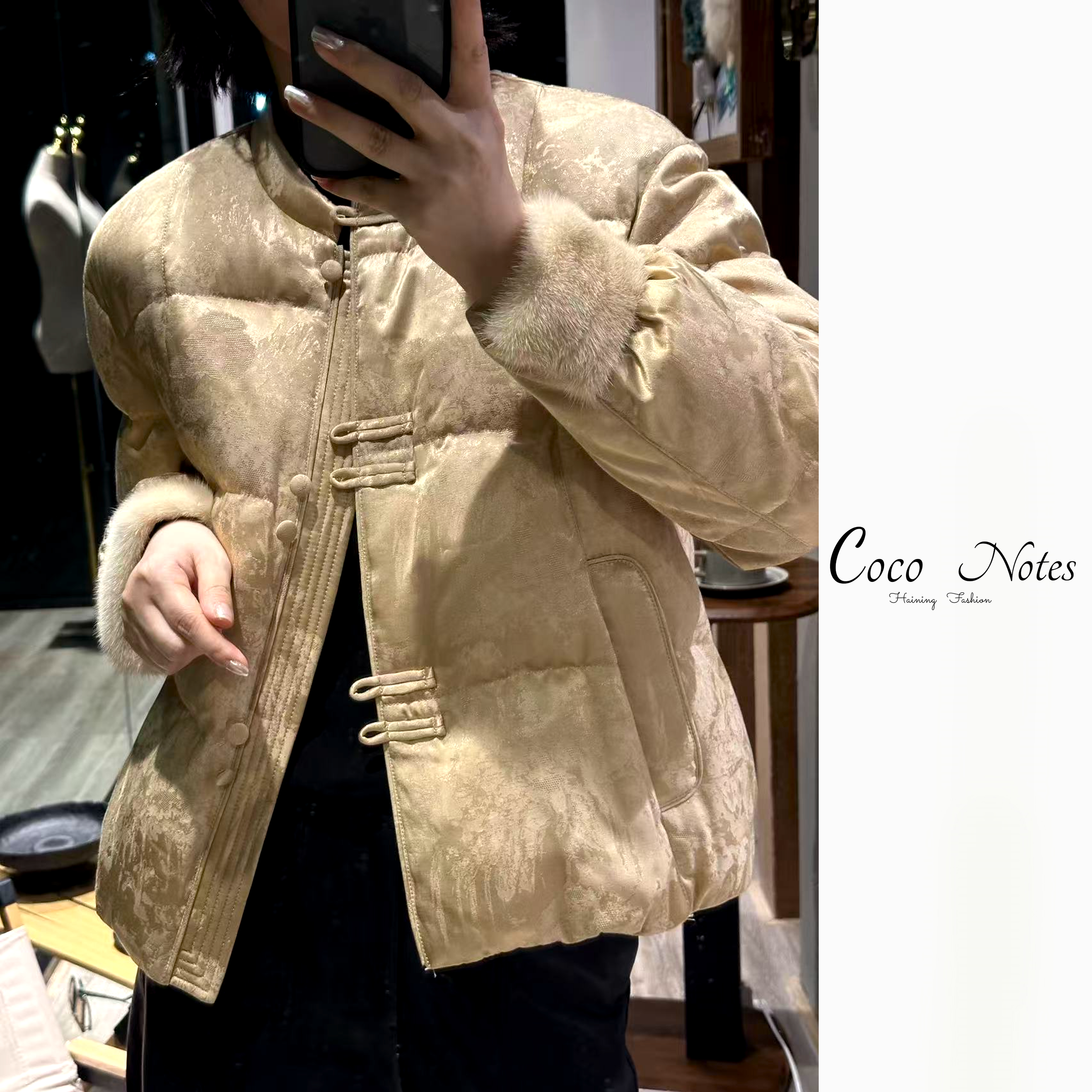 COCO NOTES HZ67362鹅绒服水貂袖口羽绒服立领短款外套