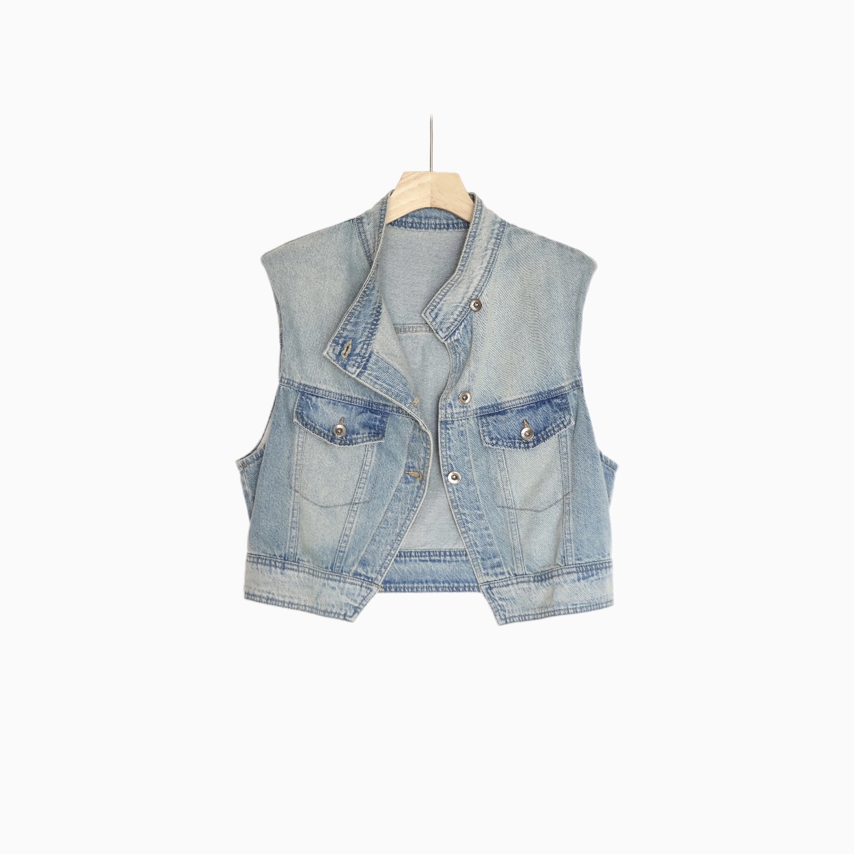 春款新品立领牛仔马甲宽松休闲