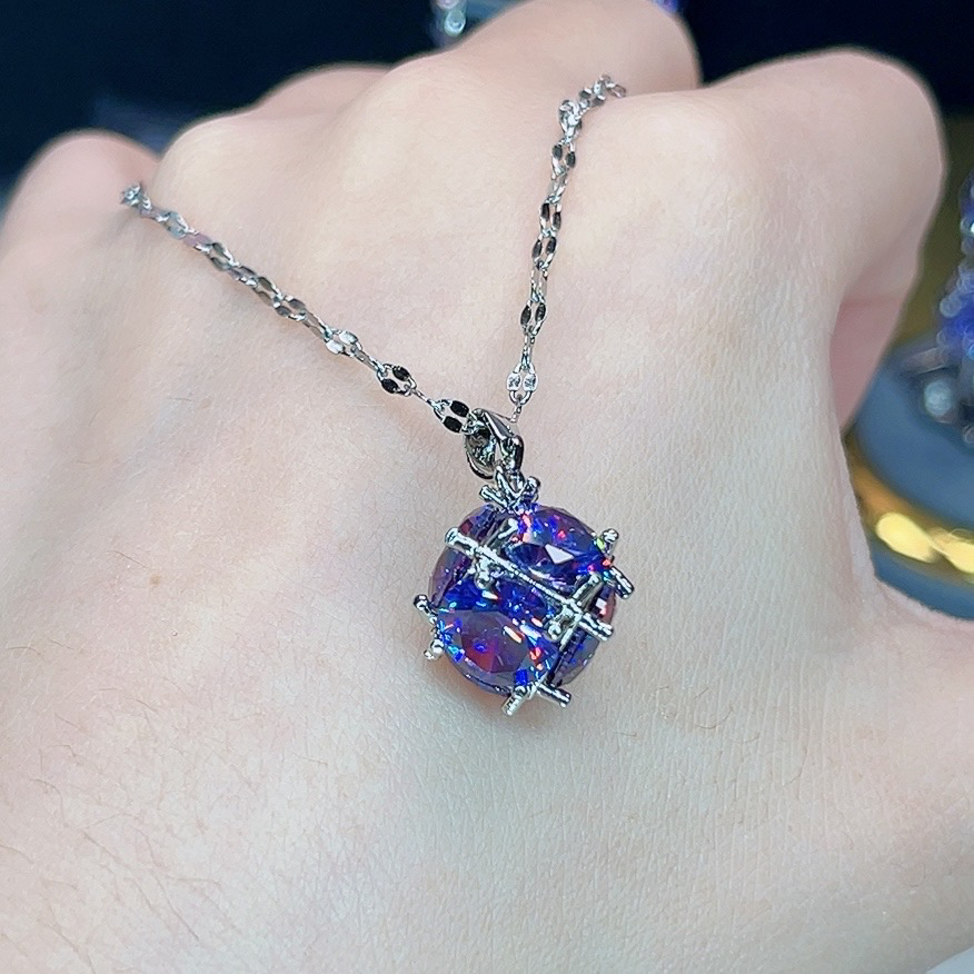 铜合金锆石项链 508紫色球球项链