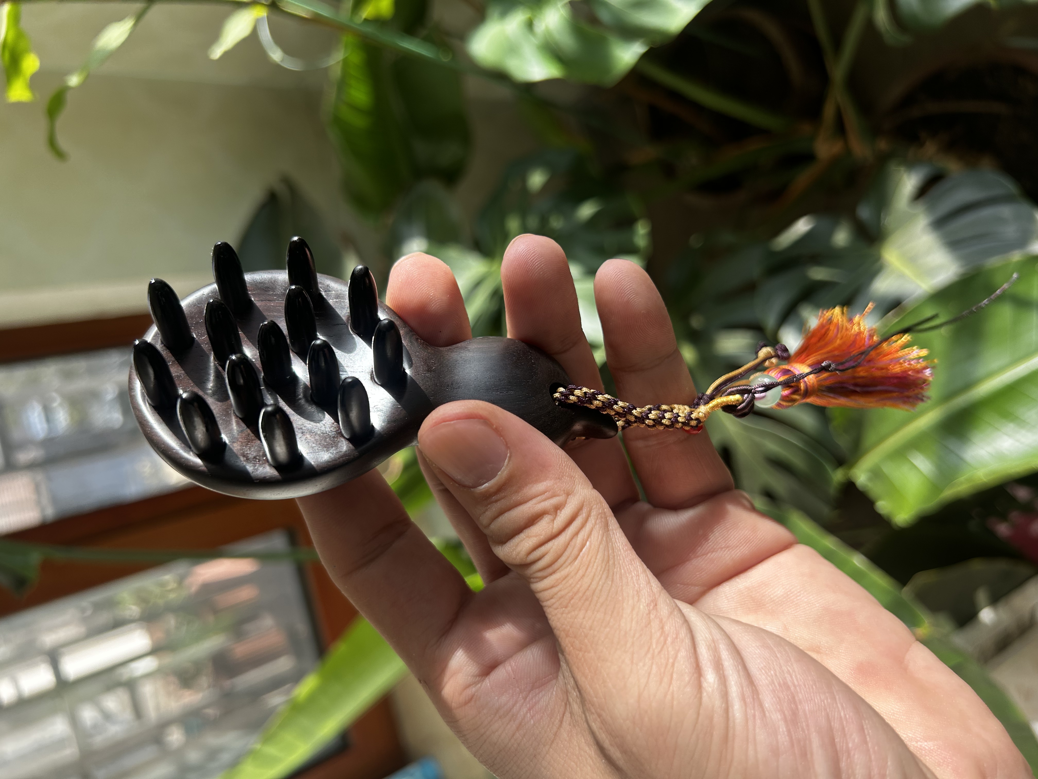 红木紫光檀14锥齿葫芦头部经络护发养发防静电便携小巧按摩木梳子