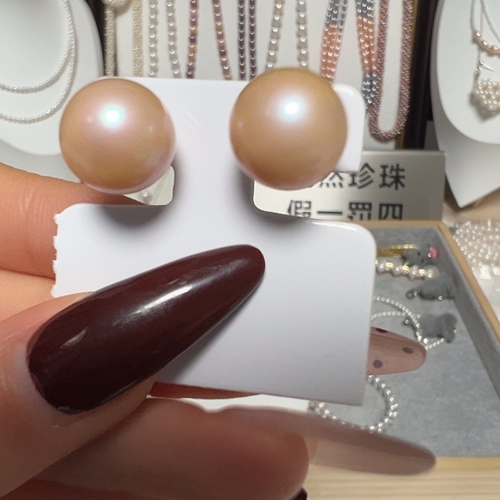 银S925镶嵌耳饰淡水珍珠