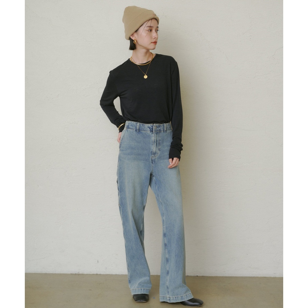 【Montendre】 L 秋季新款 时尚百搭极简高腰阔腿牛仔裤