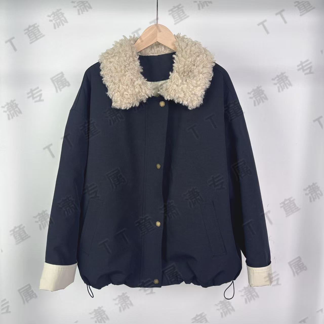 （9272棉服）秋冬毛毛领宽松加厚棉衣棉服67.5/69