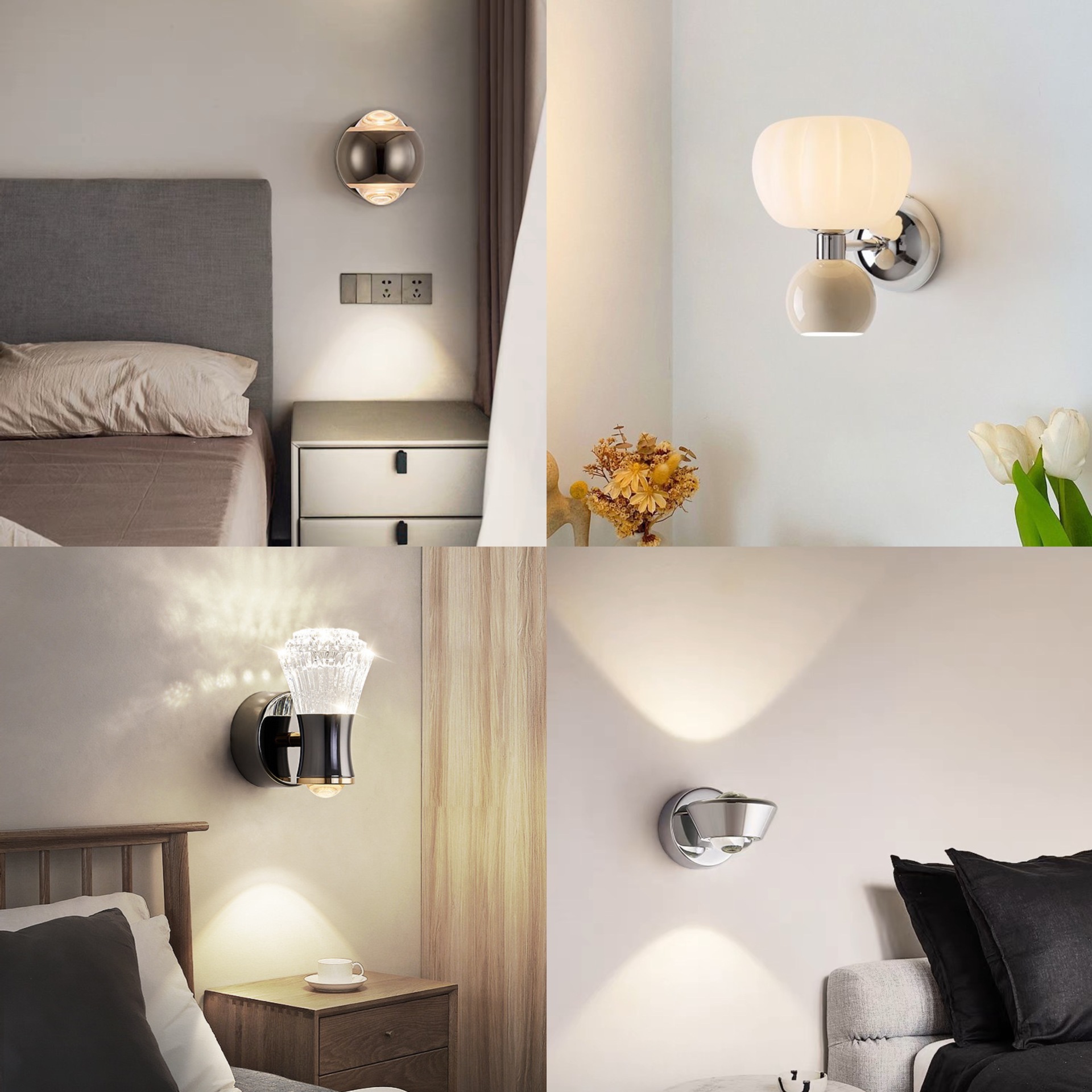 轻奢卧室床头灯壁灯墙灯现代简约客厅背景墙壁灯奶油内精灵球玄关