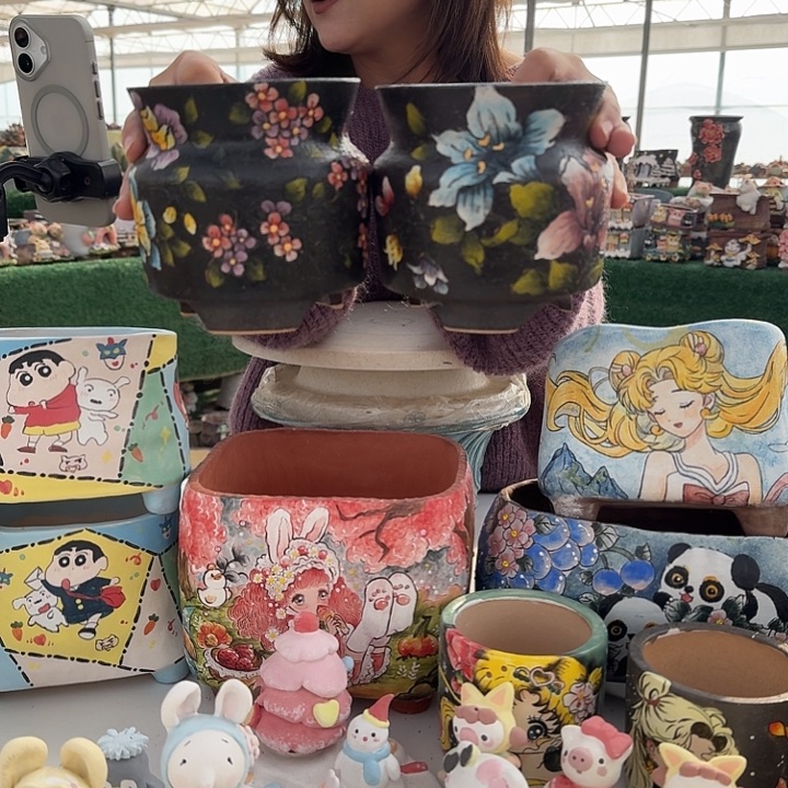 M***g黑色花盆一对对对对