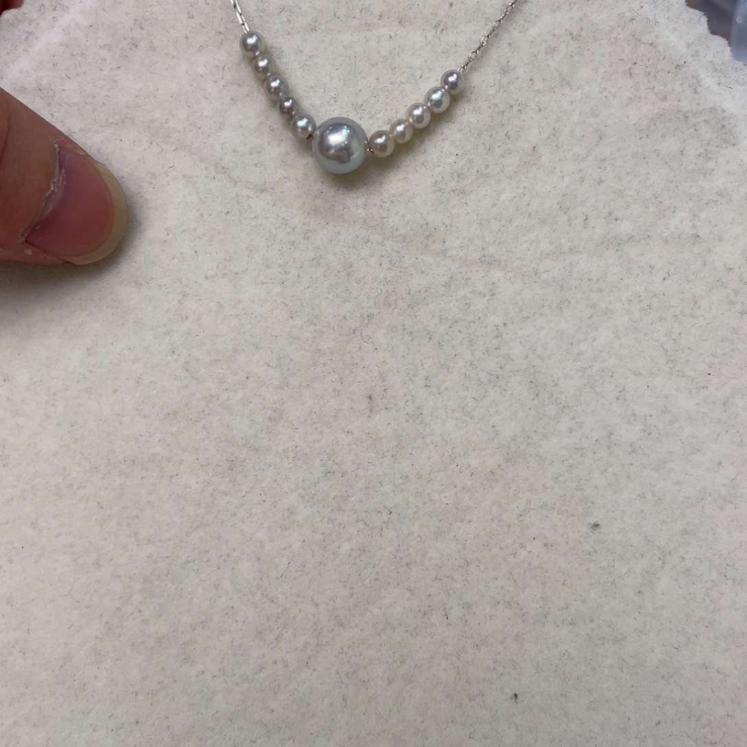 银S925镶嵌海水珍珠项链