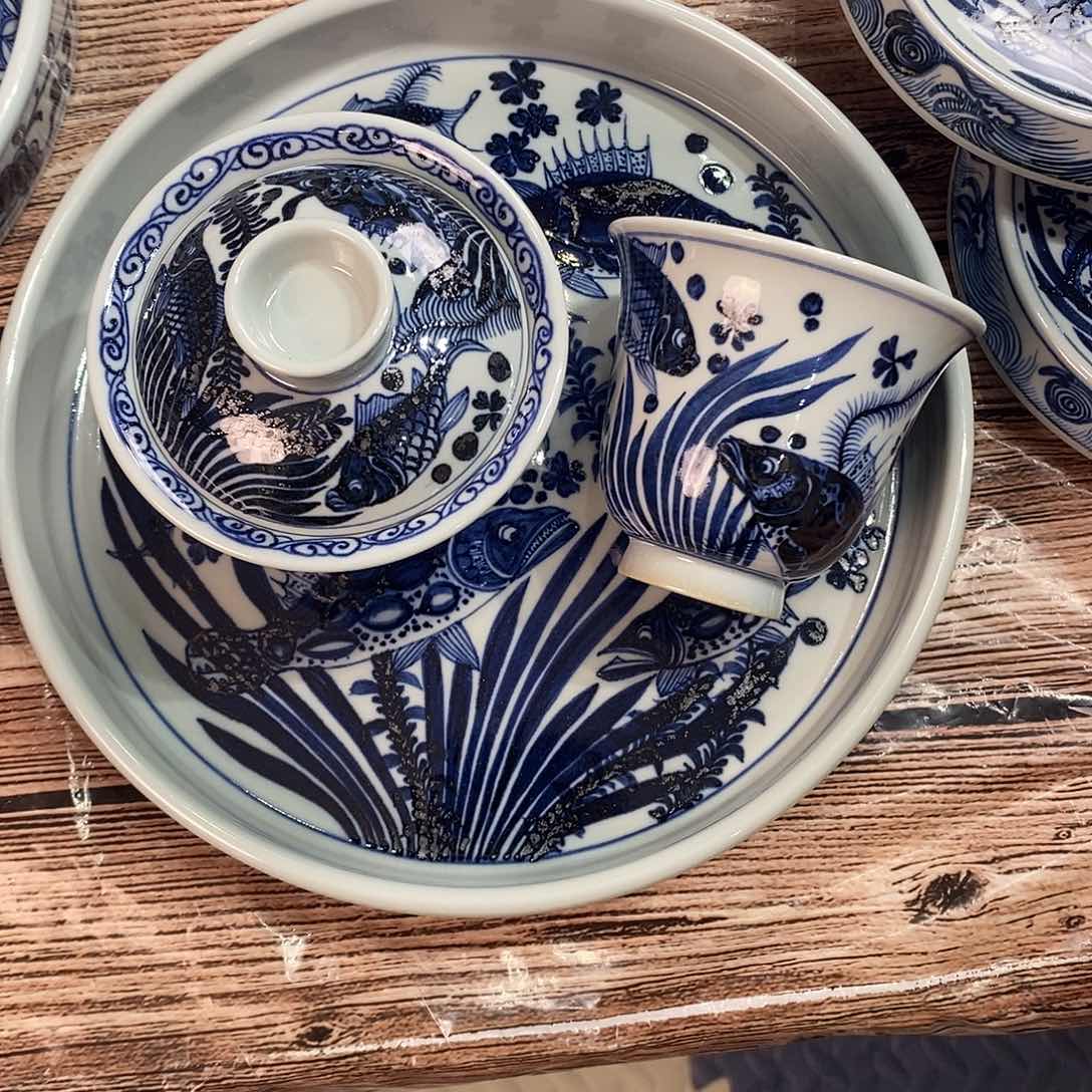 微瑕鱼藻纹三件套