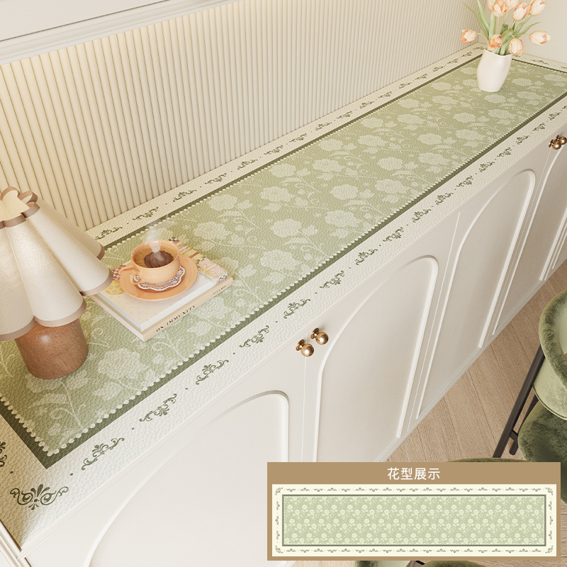 小清新餐边柜垫子电视柜桌垫免洗桌布玄关垫鞋柜垫皮革桌面保护垫