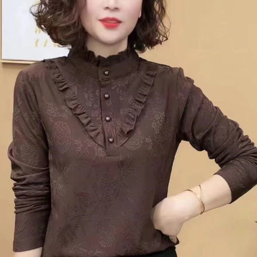 2025【升级加绒】女新款洋气打底衫显瘦木耳边秋冬保暖气质打底衫