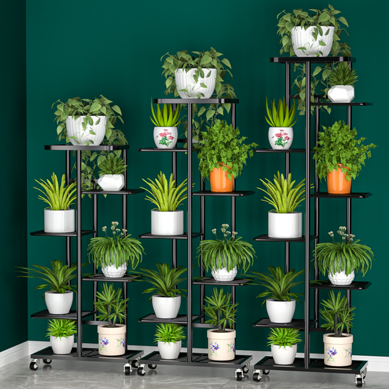 客厅铁艺花架子室内阳台多层摆放养花落地折叠置物架多功能花盆架