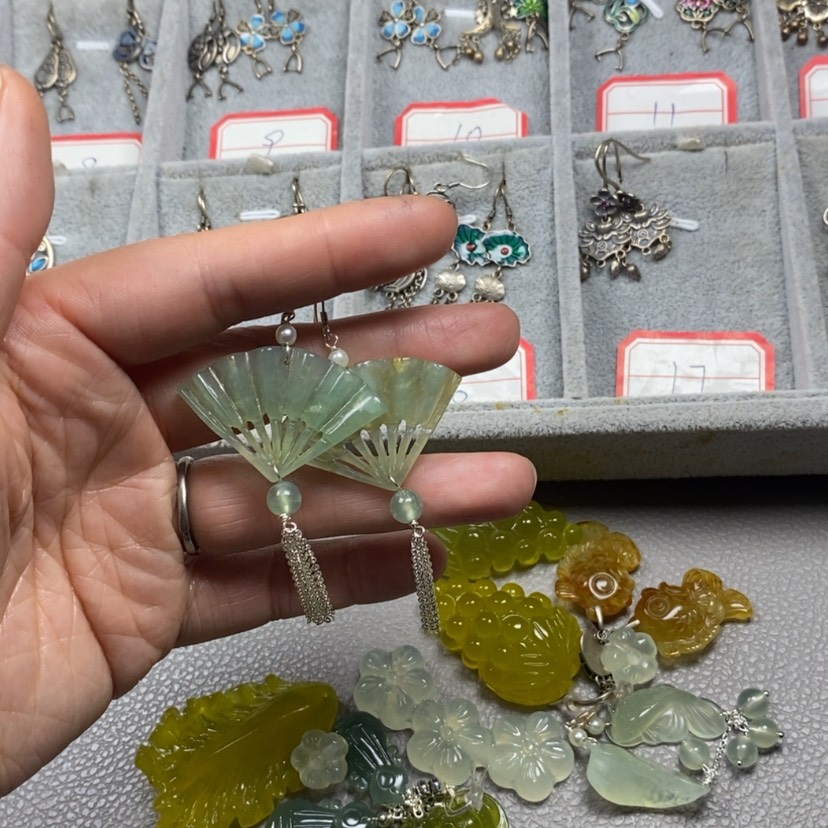 【闪购商品】蛇纹石玉挂件耳饰耳环项链未镶嵌