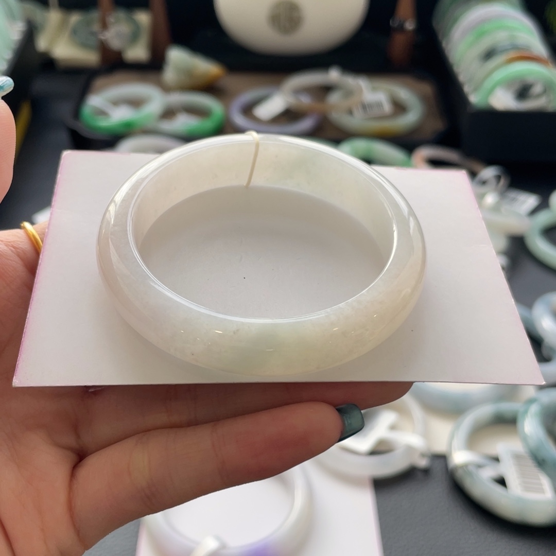 翡翠未镶嵌手镯2号52.7正圈棉线