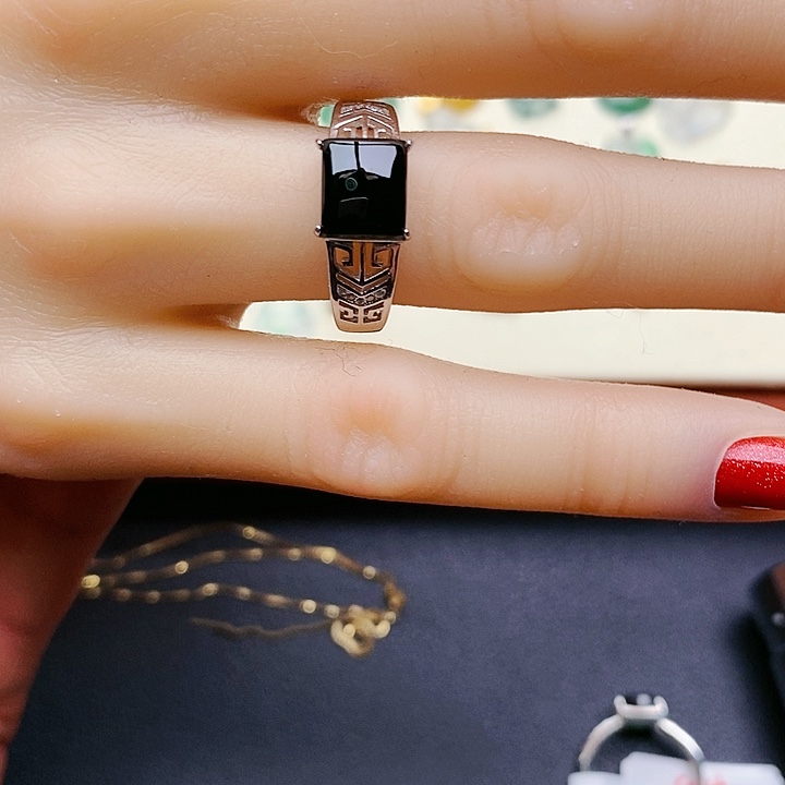 翡翠戒指银S925镶嵌蒋*戒指